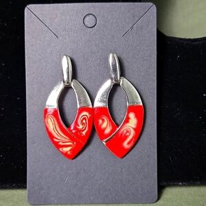 Vintage silver tone Pink enamel earrings